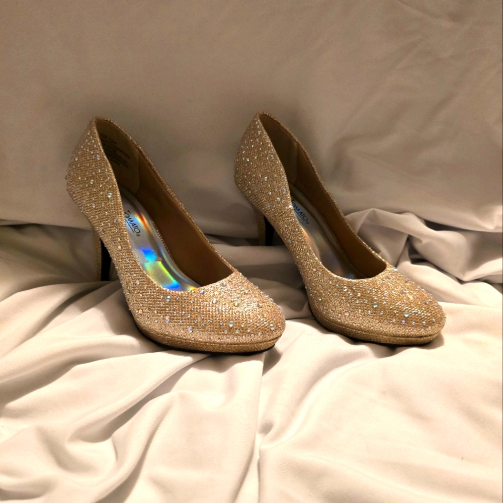 Elegant Gold Glitter "Fireworks" Women's Heels